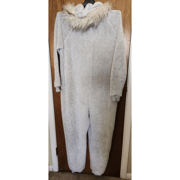 Holiday Time Women's XL Gray Sleeper One Piece Moon Stars Zip Gold Faux Fur Hood - Picture 10 of 11